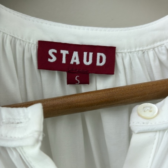 New STAUD Demi Dress White Tiered Maxi Cotton 3/4 Sleeves Size S - Picture 7 of 16